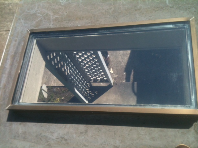 The same skylight glass after cleaning, noticeably clearer